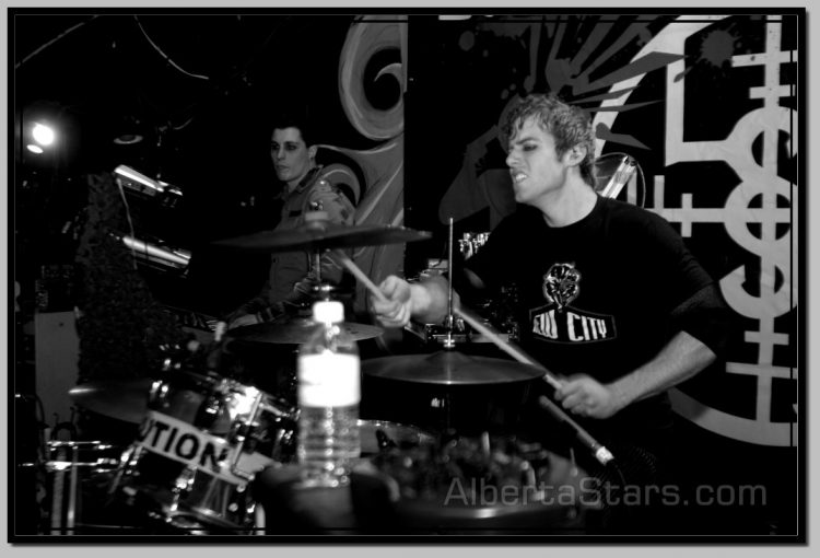 Tim Hagberg on Drums with Keyboard Programmer Jeremy Inkel in Background